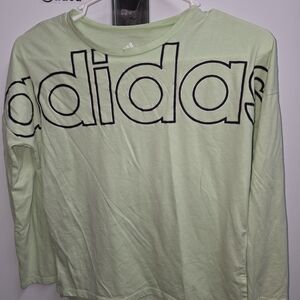 adidas Light Mint Long Sleeve Tee with Bold Logo